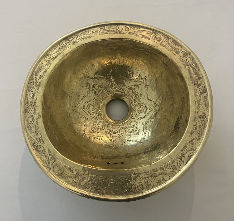 Marokkaanse handgemaakte koperen waskom 1