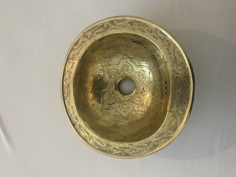 Marokkaanse handgemaakte koperen waskom 1